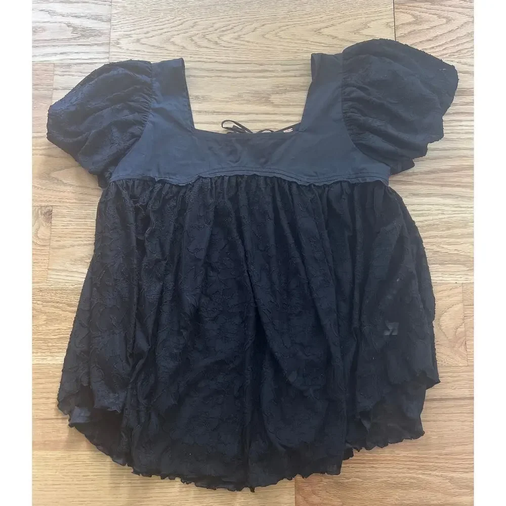 Free People Sunrise to Sunset Top Washed Black